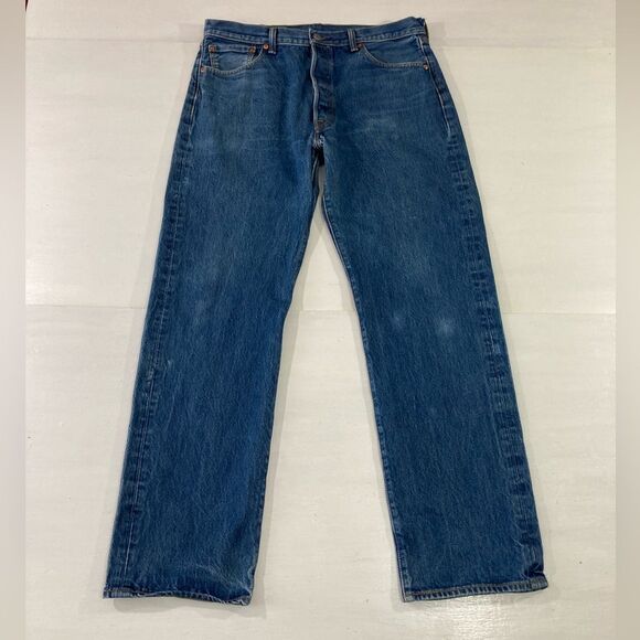 Levi’s Jeans Men’s 36x34 Blue Denim 501 XX Button Fly Straight Leg Classic - Picture 2 of 14